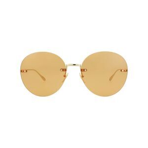 Gucci Round-Frame Metal Sunglasses Gold Womens